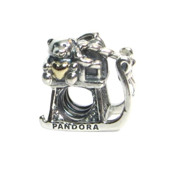 Pandora Christmas Dashing Through Snow Sleigh 14k Gold & SS .925 Charm 791207 - Picture 1 of 6